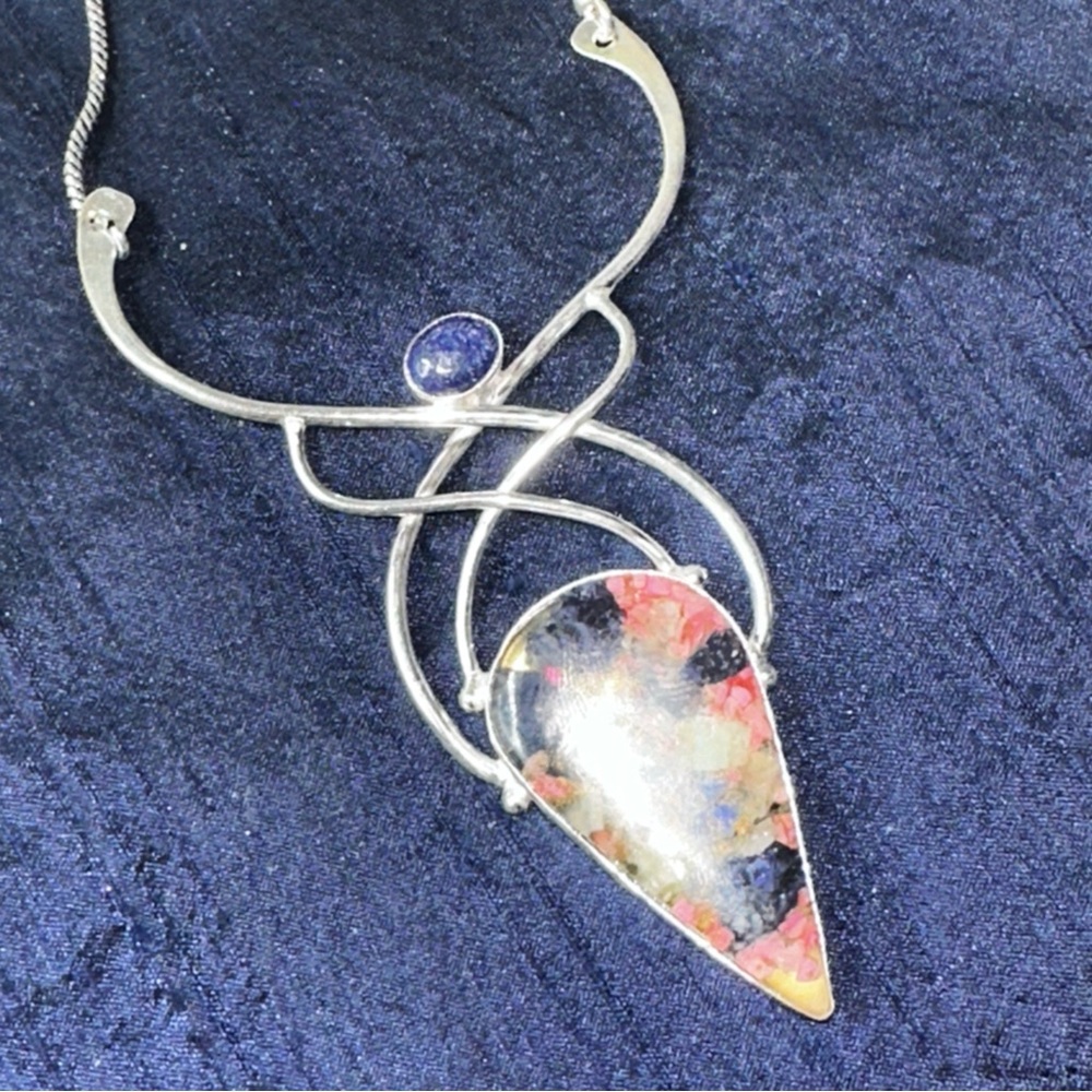 Oyster Turquoise + Lapis Lazuli multi-gem Necklace